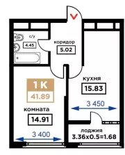 1-комнатная квартира